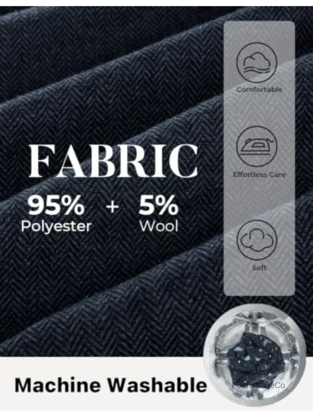 Men's 2 Piece Herringbone Wool Blend Tweed Suit Set with Peak Lapel